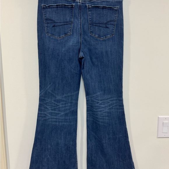 American Eagle Hi Rise Stretch Bootcut Flare Jeans Women's 14x29 Blue Dark Boho - Picture 4 of 12